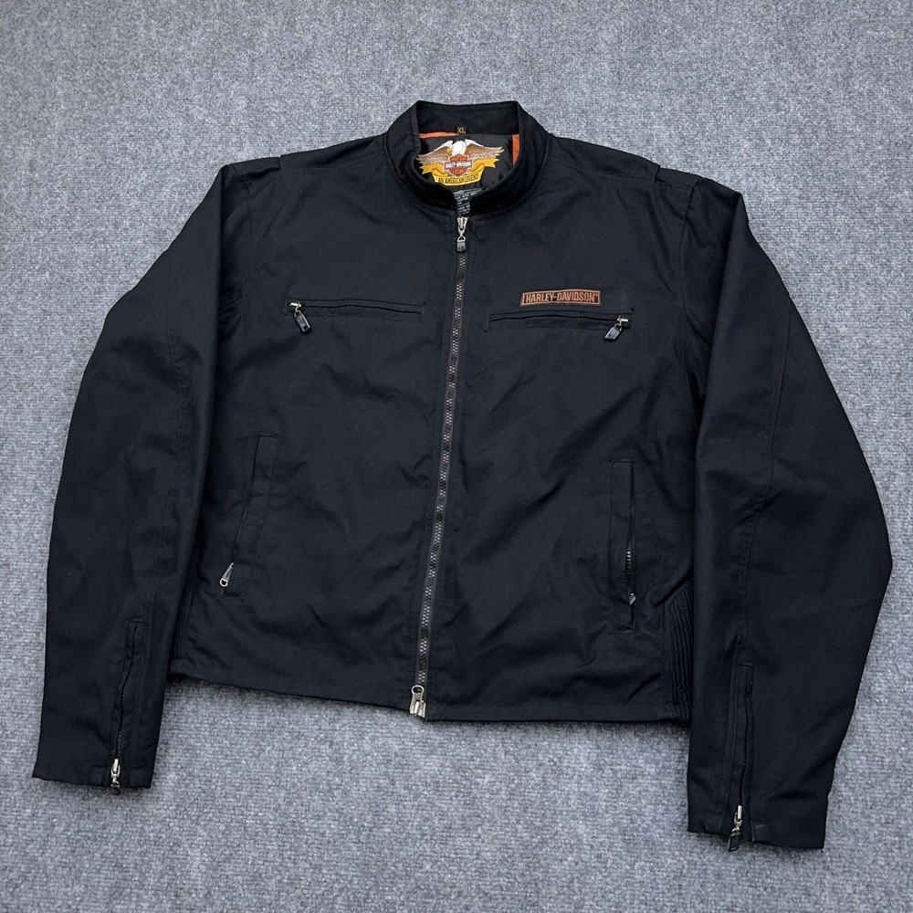 Harley Davidson Motorcycle Jacket Women's XL Embroidered Flame Logo Full Zip